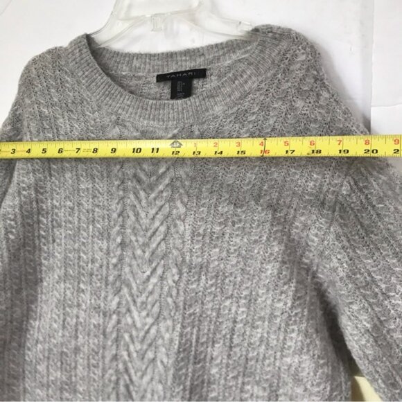 TAHARI NEW Cable Knit Oversized Mohair Wool Spandex Long Sweater Stretch Cozy L - Picture 13 of 16